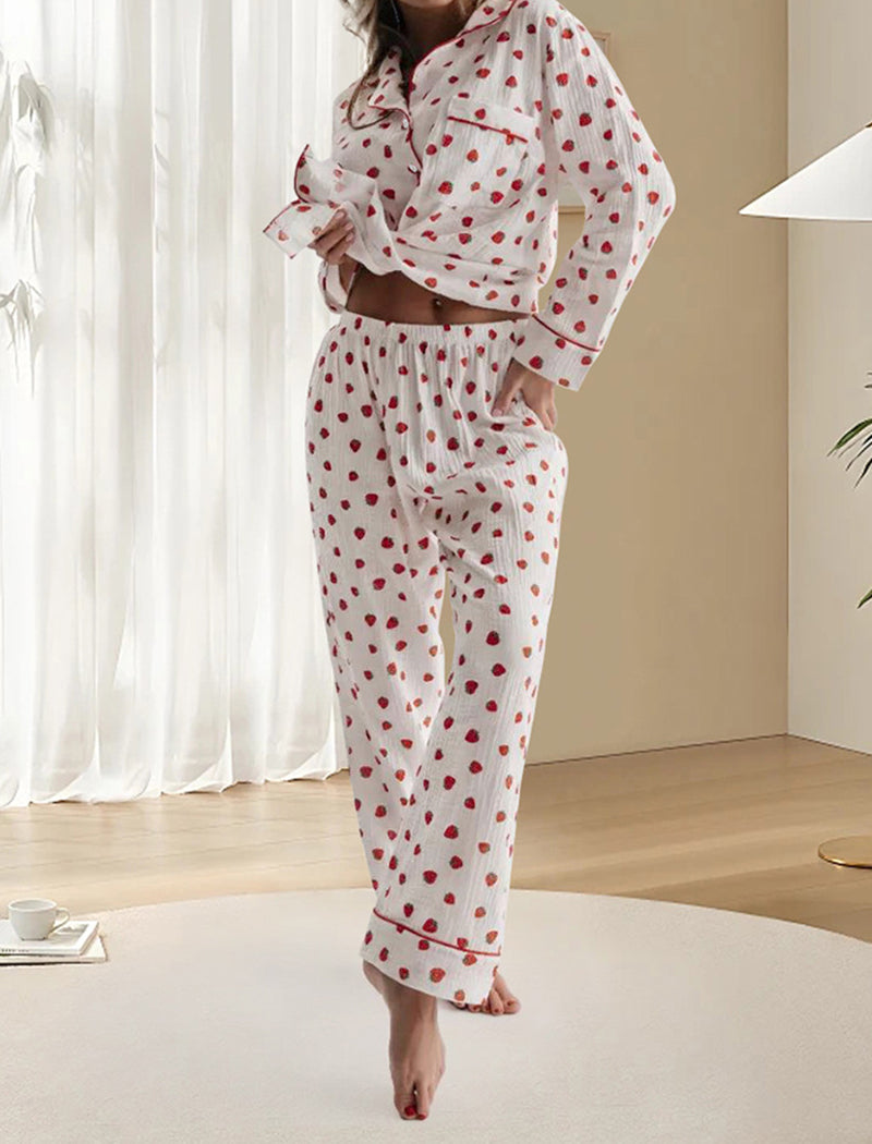 Heart Print Long Sleeve Three-Piece Set