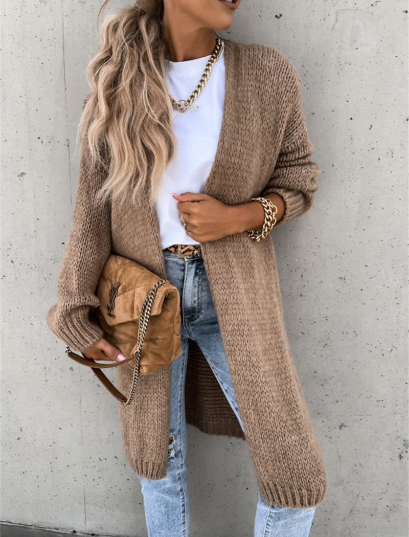 Solid Long-Sleeve Knit Cardigan