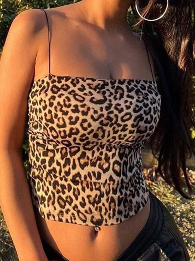 Leopard Print Crop Cami Top