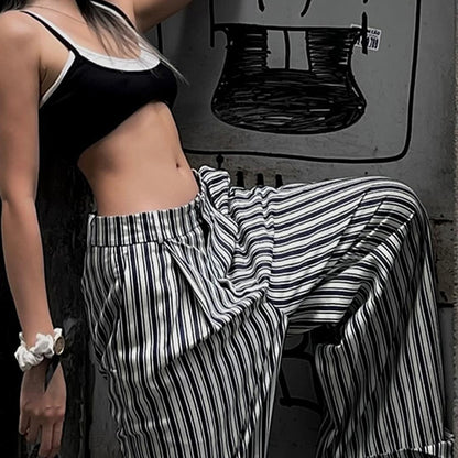 Striped Straight-Leg Casual Pants