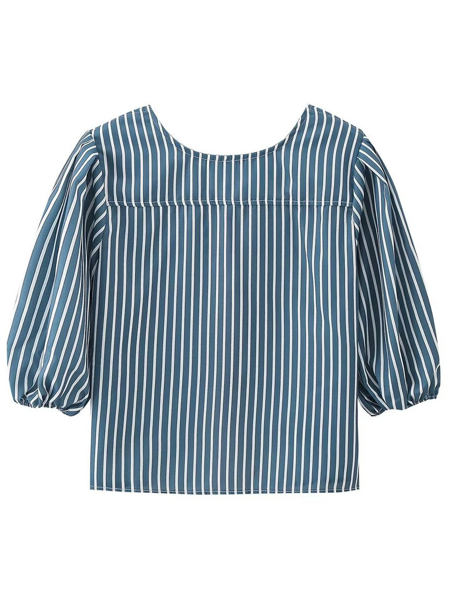 Striped Bow-Tie Blouse