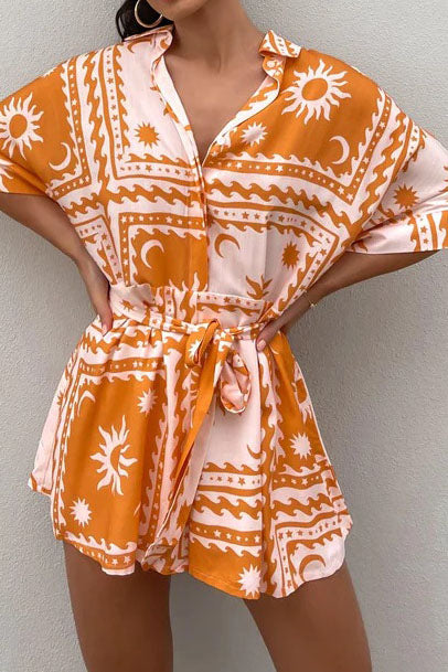 Boho Print Self-Tie Romper