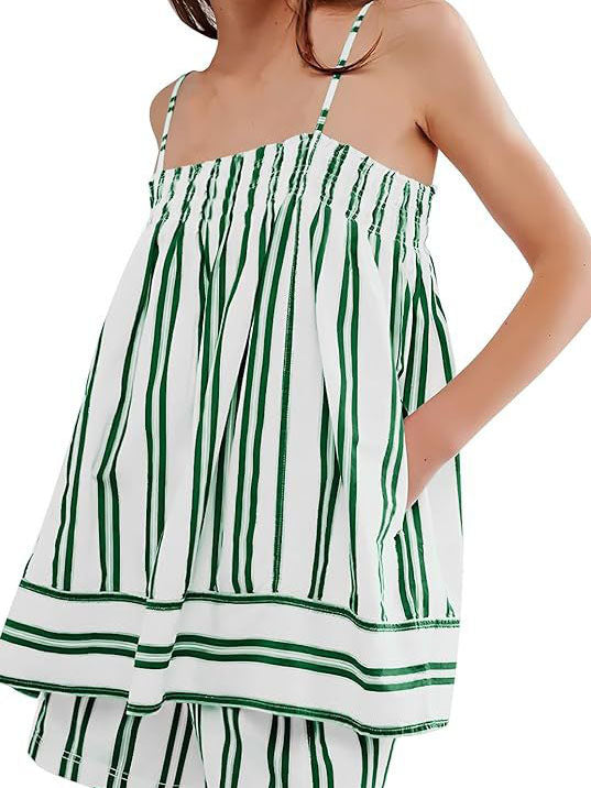 Striped Sleeveless Top and Shorts Set