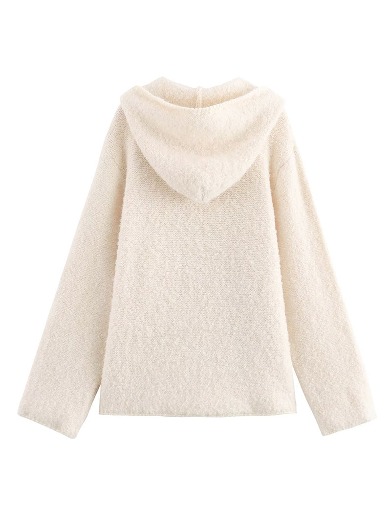 Hooded Knit Cardigan Sweater