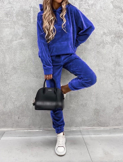Velour Hoodie and Jogger Lounge Set