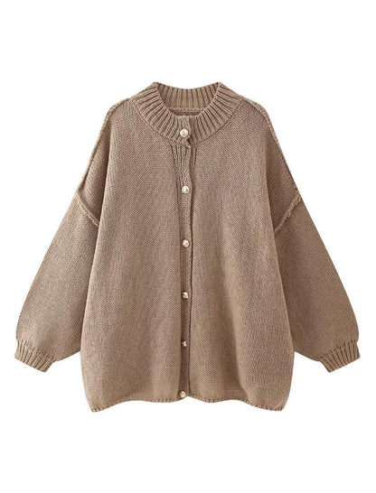 Oversized Knit Button-Up Cardigan