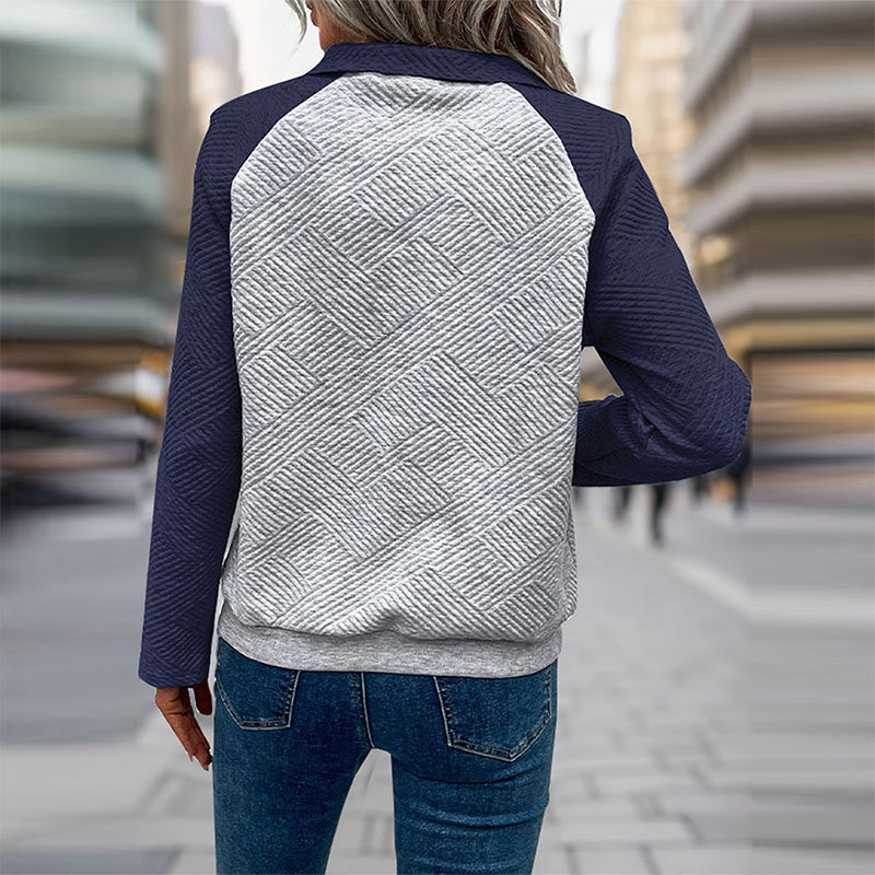 Contrast Sleeve Half-Zip Pullover