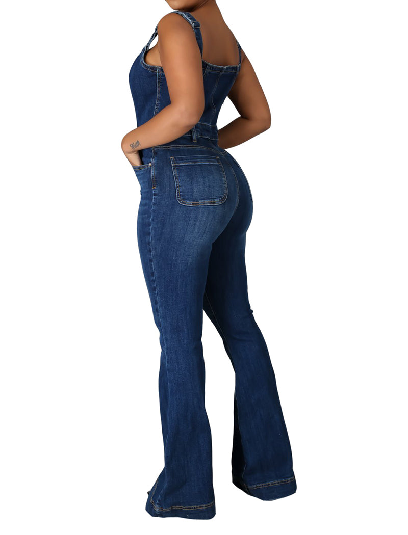 Slim-Fit Denim Jumpsuit