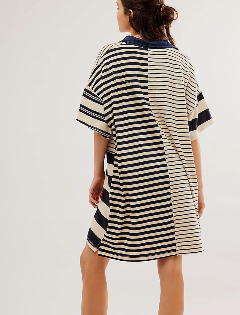 Striped Patchwork Oversized Mini Dress