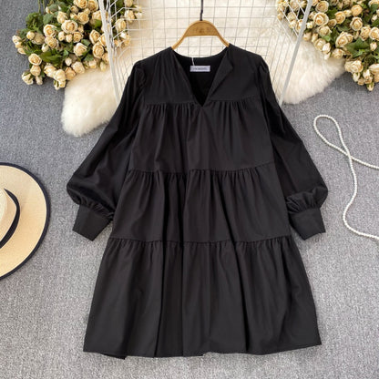 Tiered Long-Sleeve Mini Dress