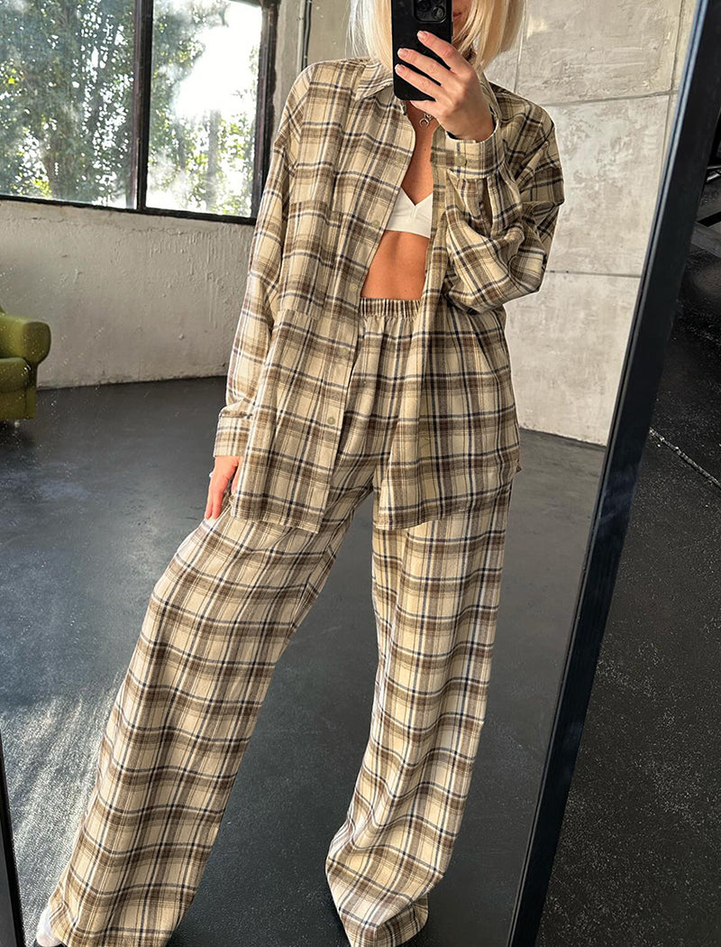 Plaid Two-Piece Loungewear Set
