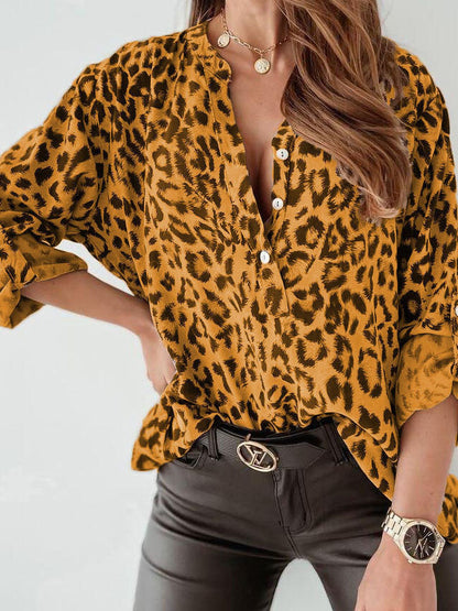 Leopard Print Button-Up Shirt