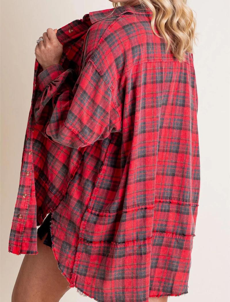 Plaid Oversized Button-Up Shirt