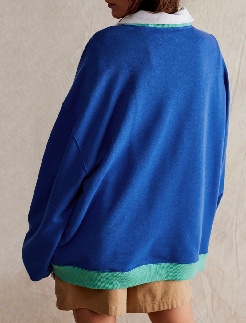 Oversized Colorblock Rugby Top