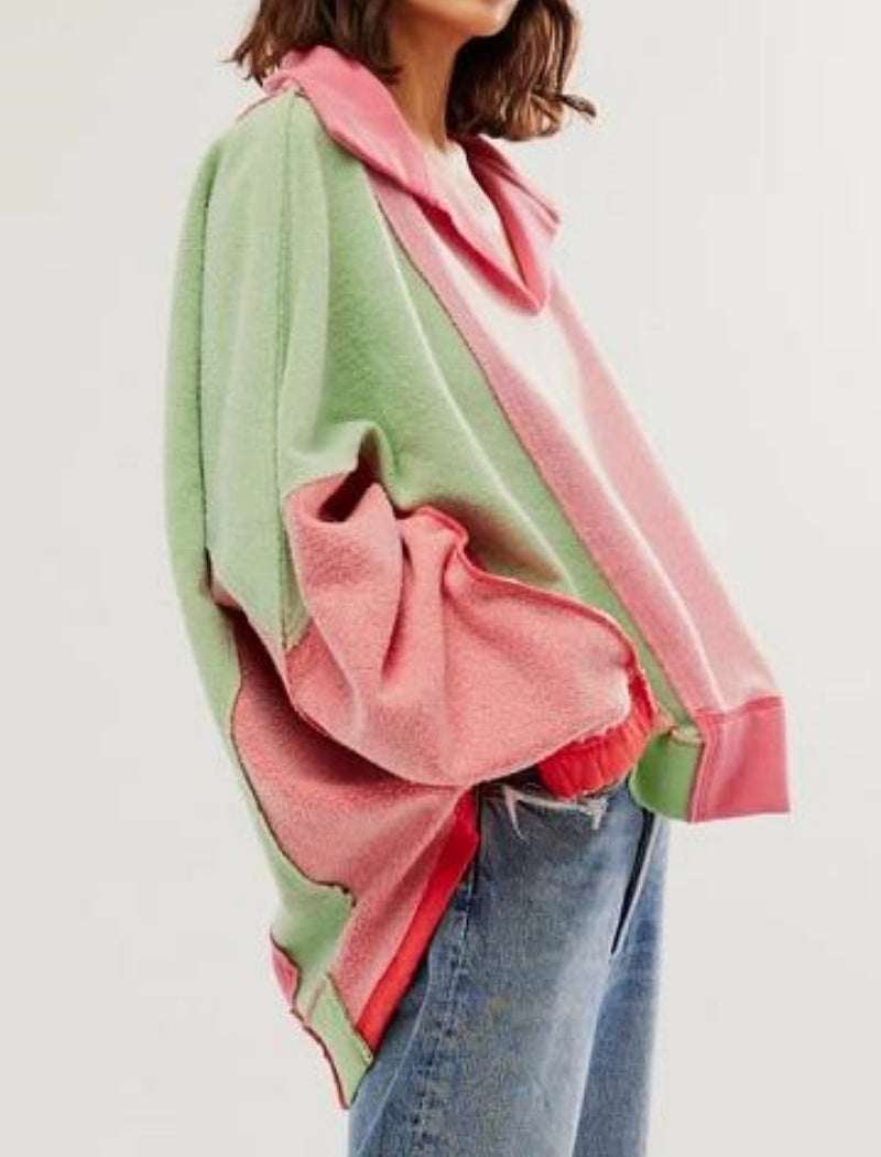 Two-Tone Color Block Hoodie