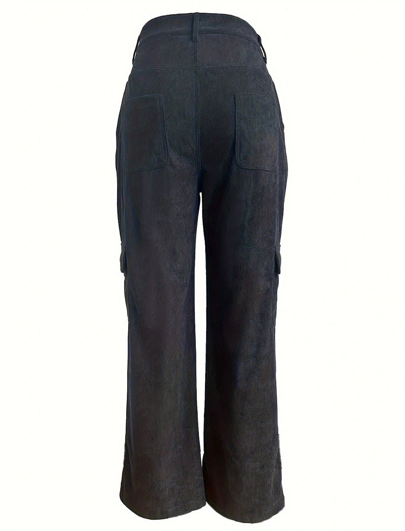 Wide-Leg Corduroy Cargo Pants