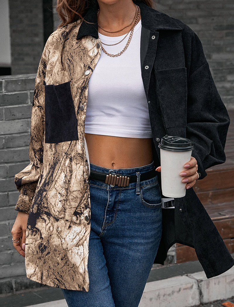 Two-Tone Button-Up Long Shirt