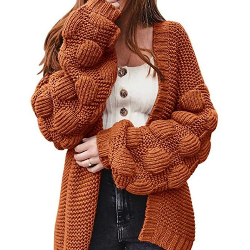 Bubble Sleeve Chunky Cardigan