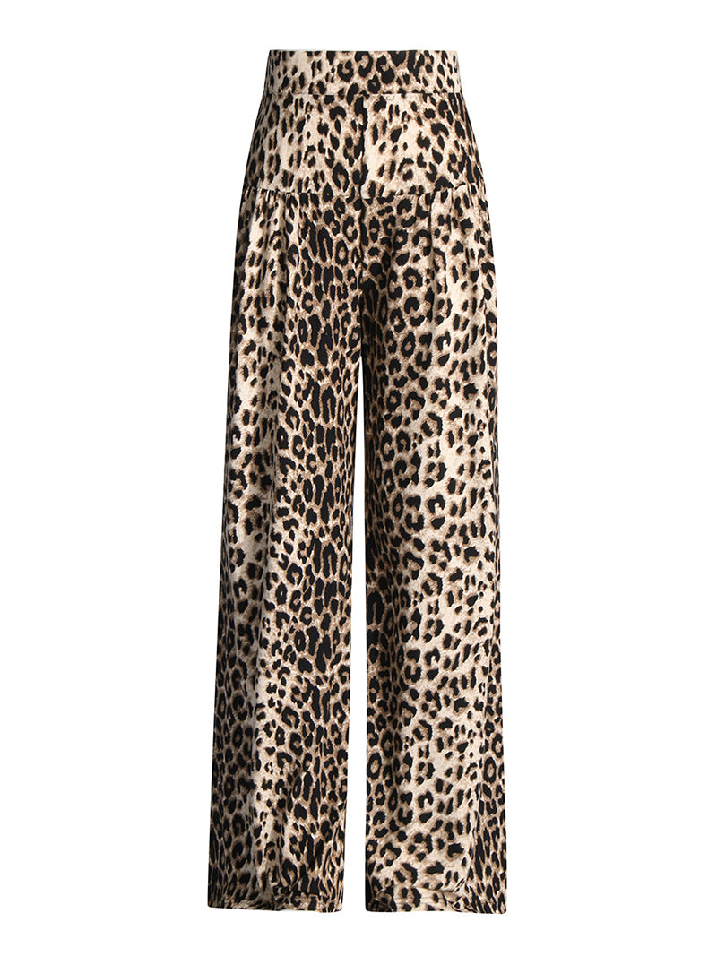 Leopard Print Wide-Leg Pants