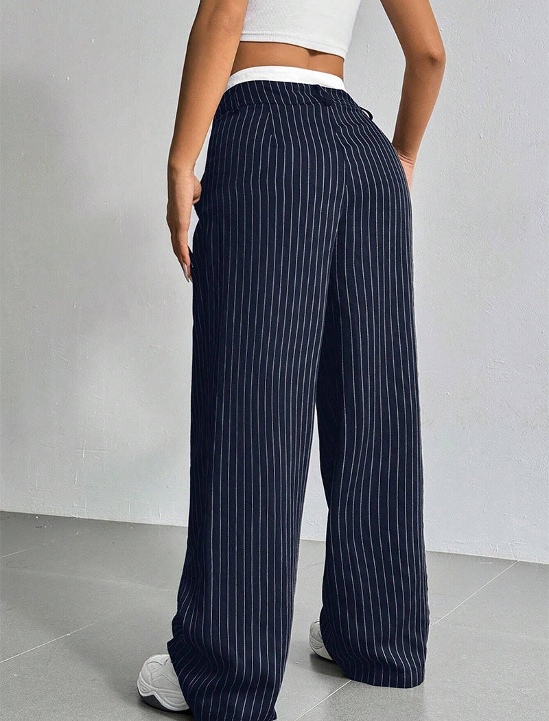 Wide-Leg Striped Pants