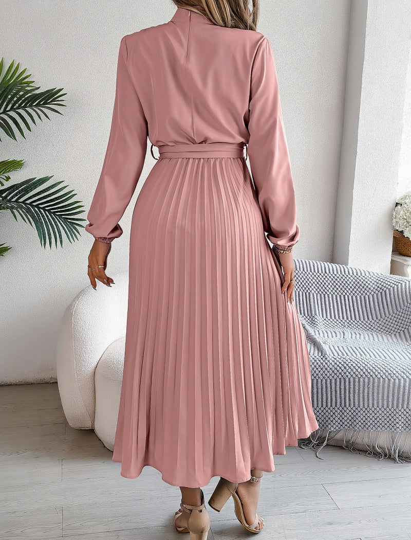 Pleated Dress with Tie Waist