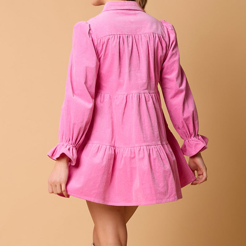 Bow Button-Front Mini Dress