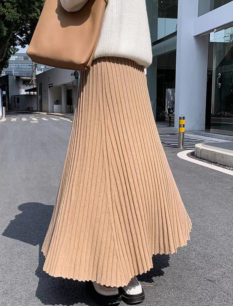 Pleated High-Rise Maxi Skirt