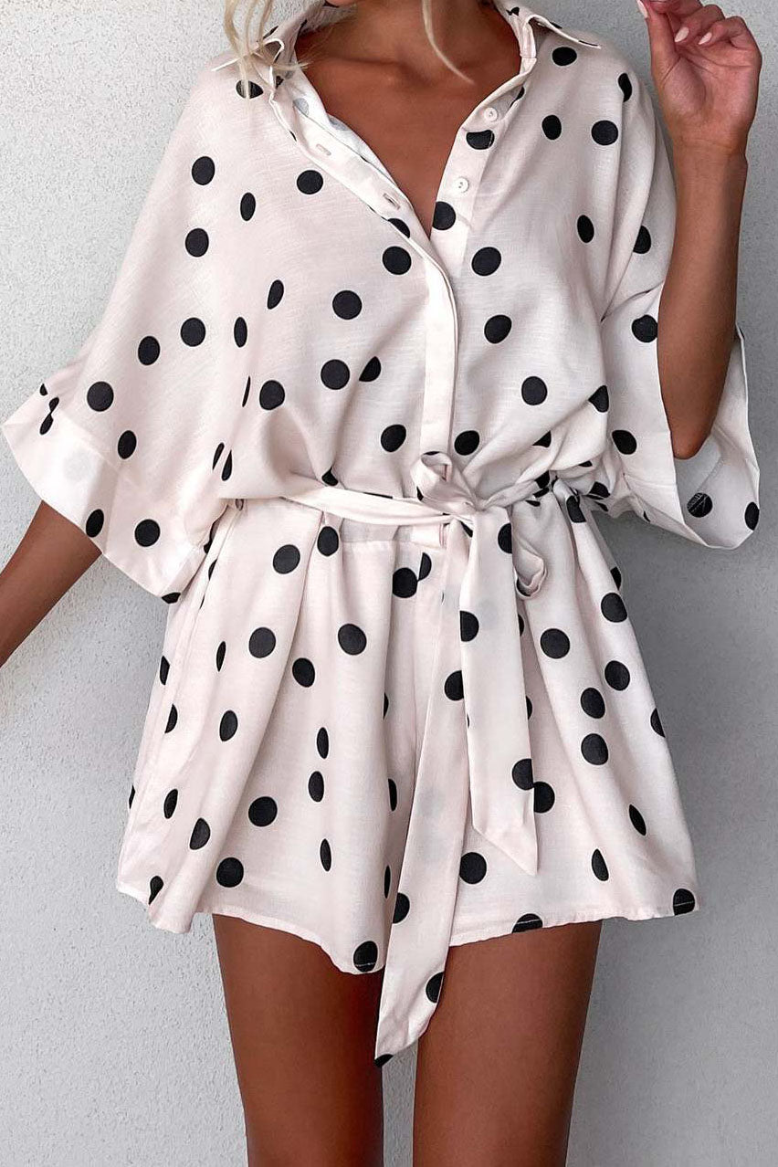 Graphic Print Belted Romper