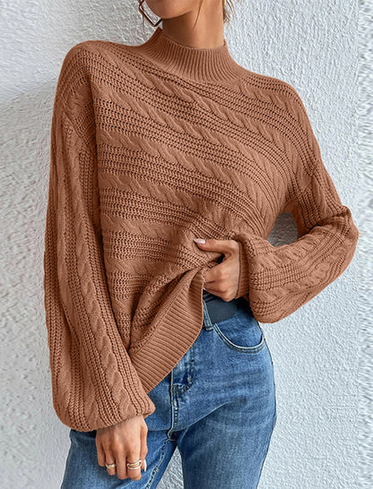 Cable Knit Mock Neck Sweater