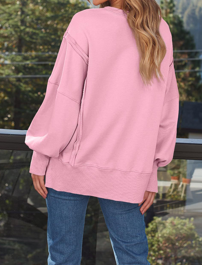 Oversized Long-Sleeve Split-Hem Top