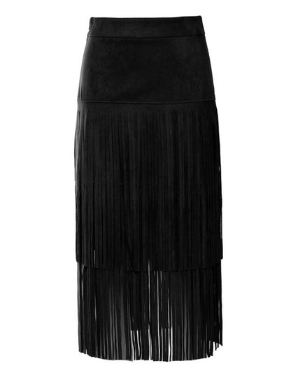 Fringed Mid-length Skirt