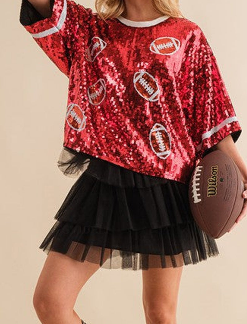 Sequin Gift Bow Cropped Top