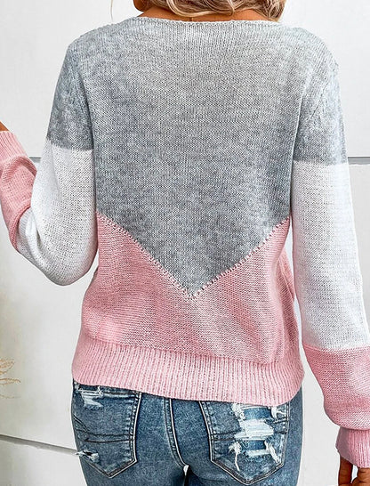 Colorblock Knit Sweater with Mesh Detail