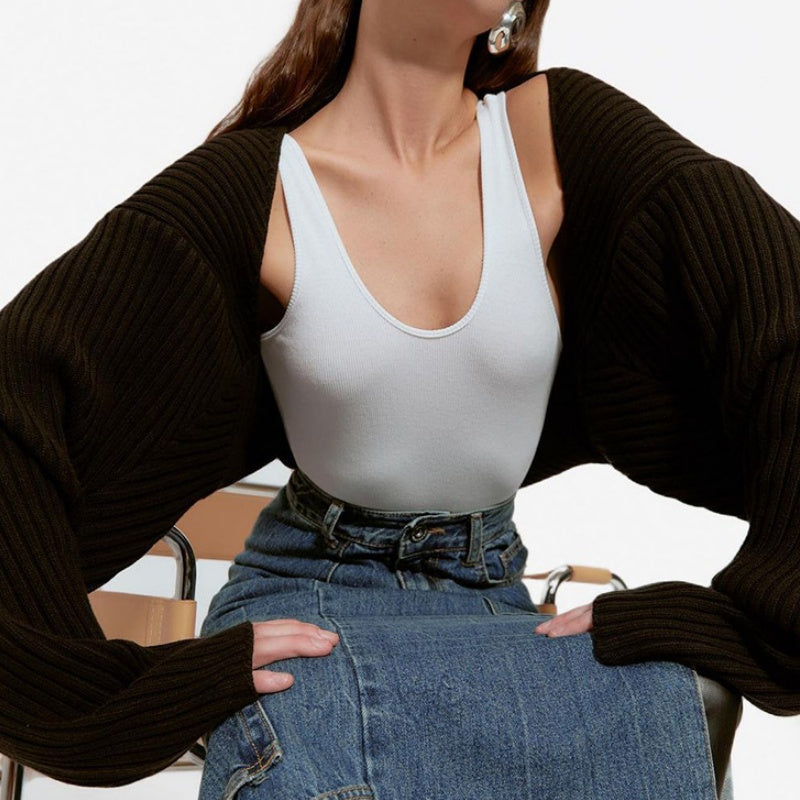 Ribbed Knit Arm Warmer Bolero