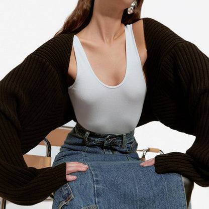 Ribbed Knit Arm Warmer Bolero