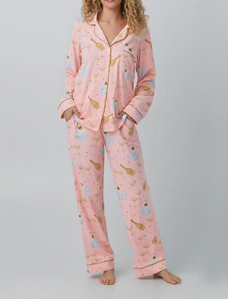 Buttoned Pajama Set with Playful Print