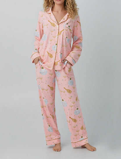 Buttoned Pajama Set with Playful Print