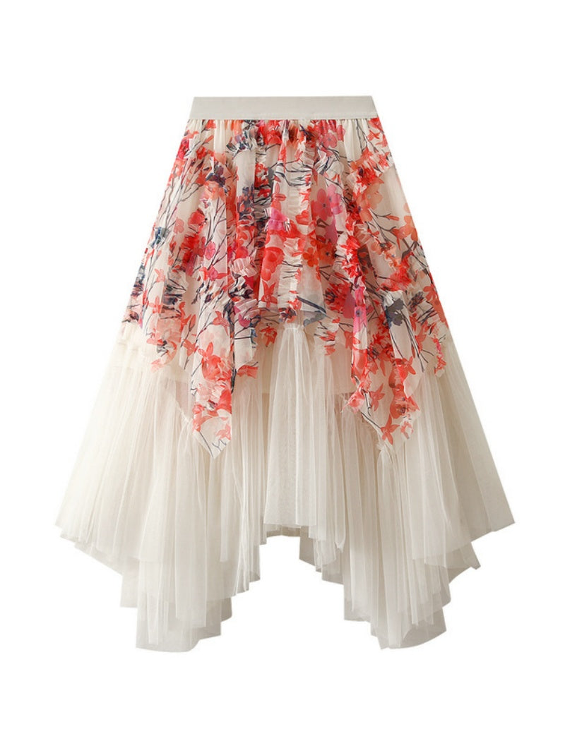 Floral Layered Asymmetrical Skirt