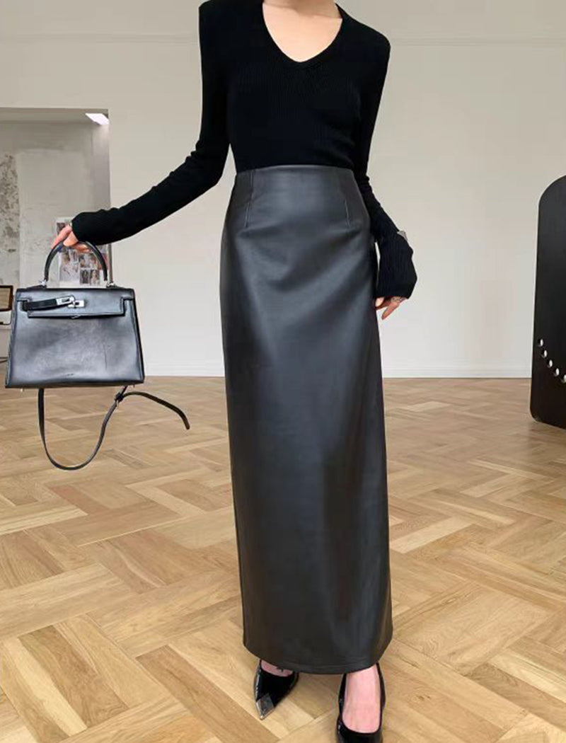 High-Waist Faux Leather Maxi Skirt