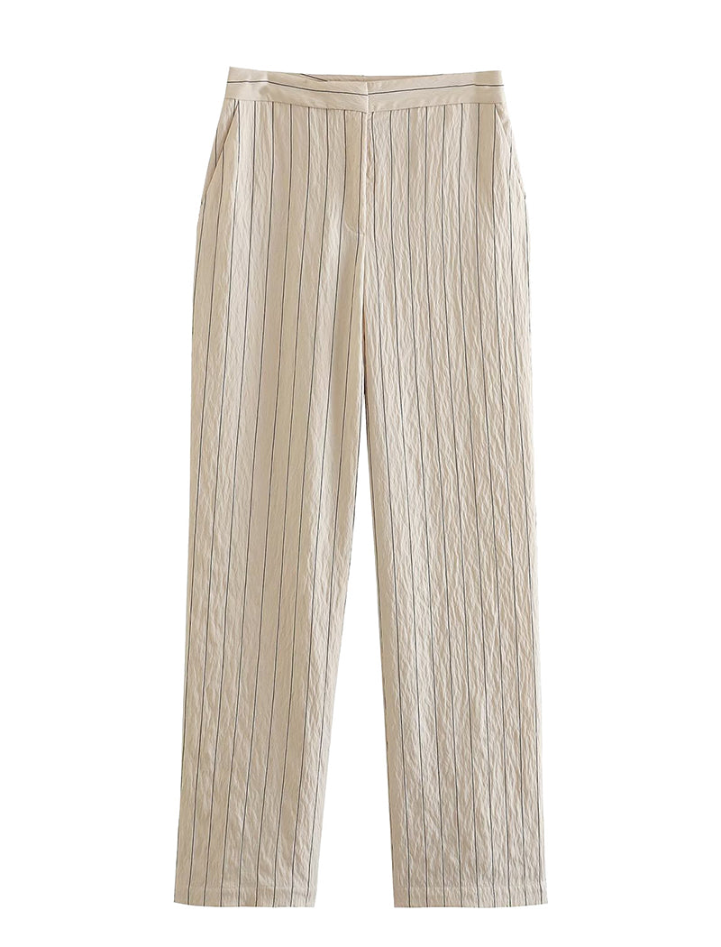 Striped Double-Breasted Blazer and Pants Set