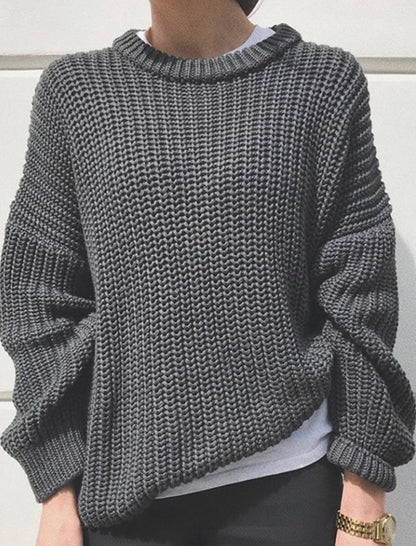 Casual Knit Long Sleeve Round Neck Sweater