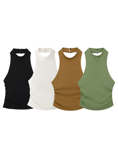 Halter Neck Ribbed Top