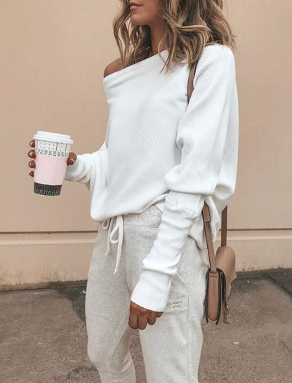 Off Shoulder Ribbed Knit Top