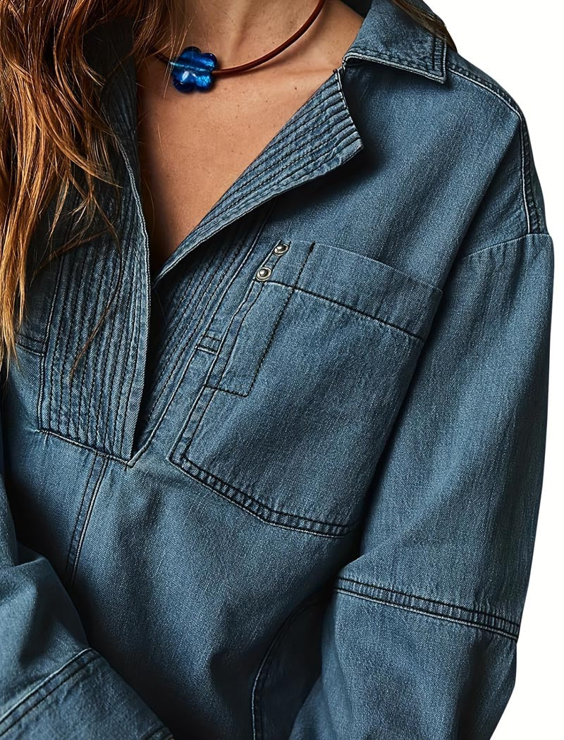 Denim V-Neck Shirt