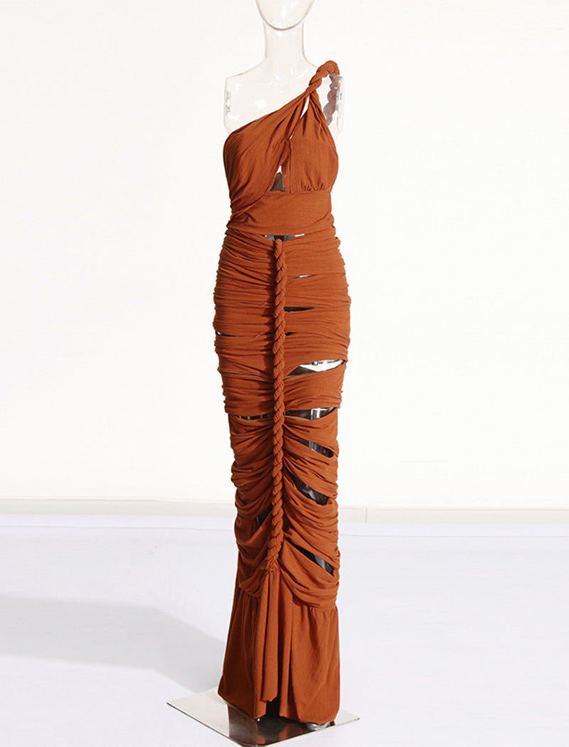 One-Shoulder Braided Maxi Dress