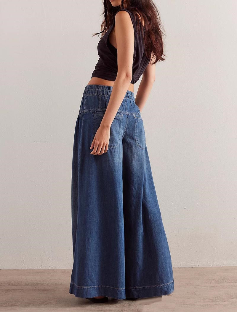 Flowy Wide-Leg Denim Pants