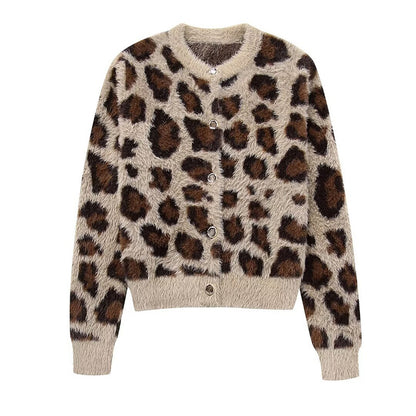 Button-Up Leopard Print Cardigan