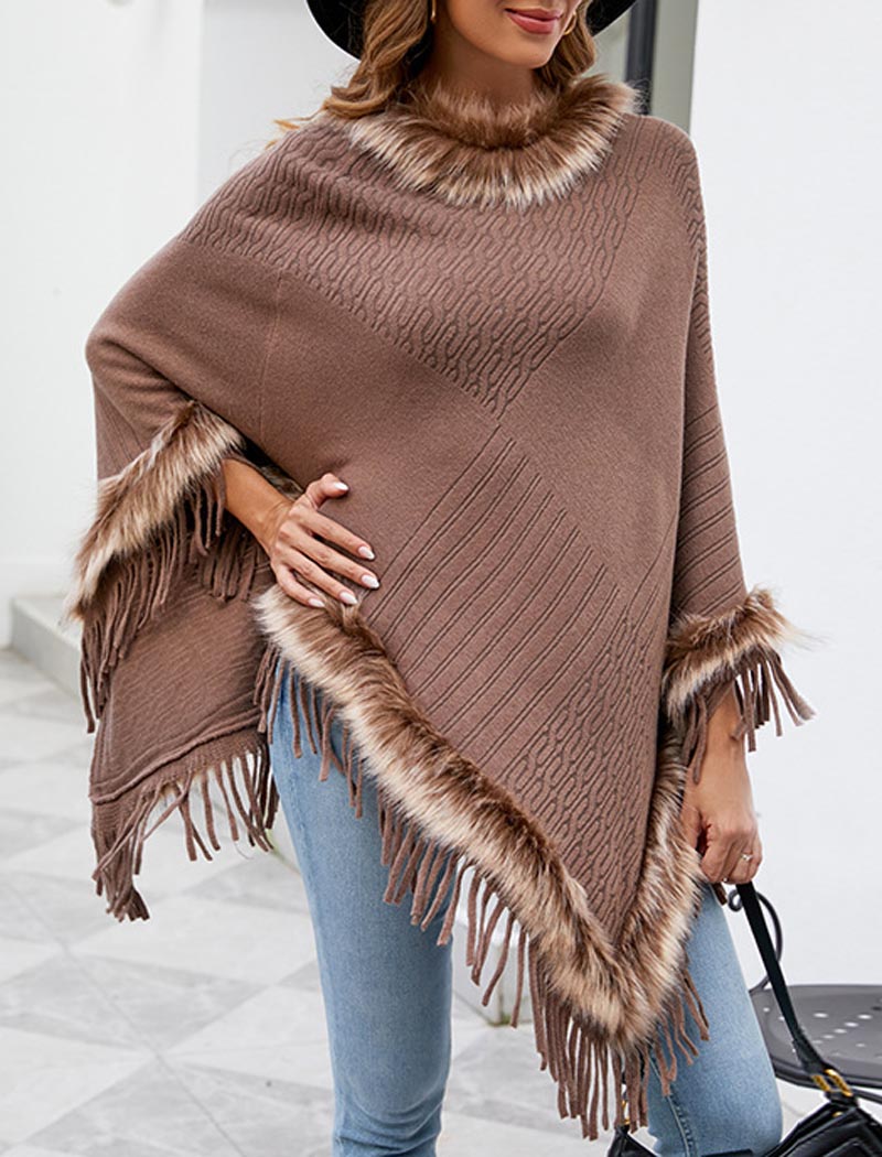 Fringe Trim Poncho