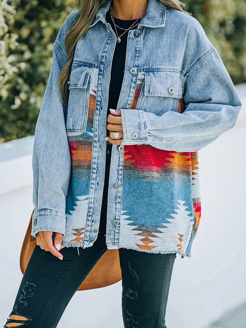 Patchwork Pocket Denim Coat