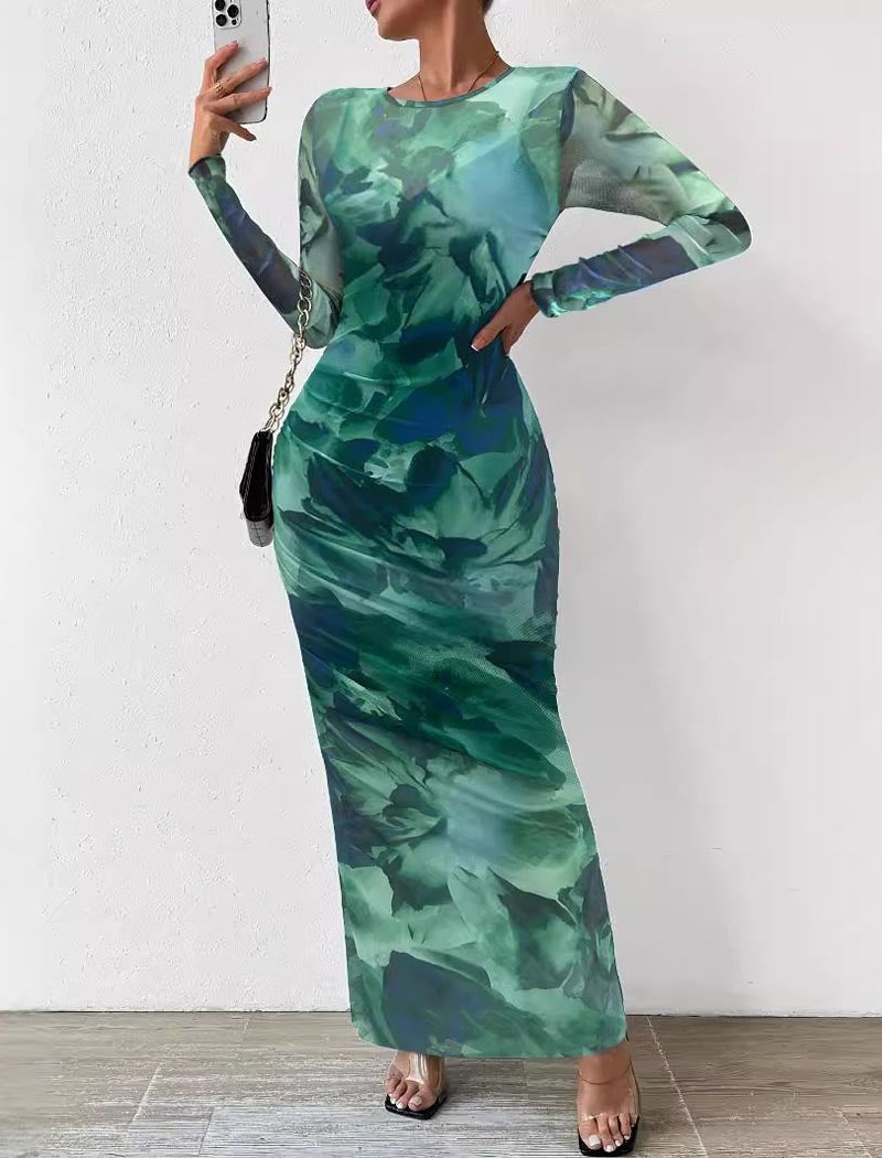 Ruched Tye Dye Maxi Dress